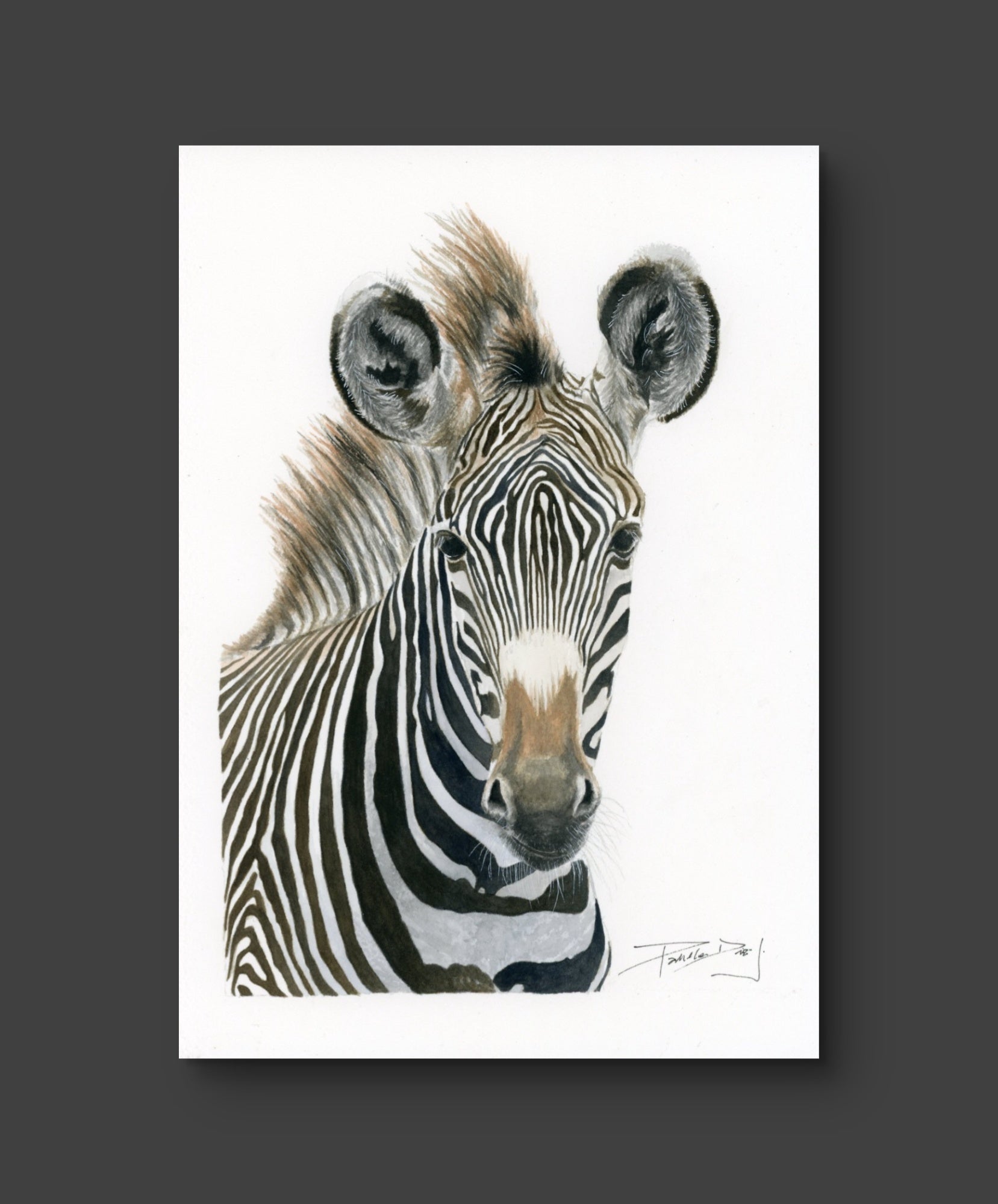 Original zebra painting A4